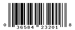 UPC barcode number 036584232018