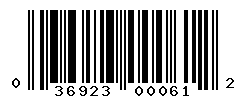 UPC barcode number 036923000612