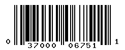 UPC barcode number 037000067511
