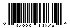 UPC barcode number 037000138754