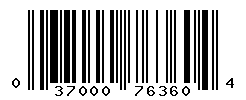 UPC barcode number 037000763604