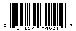 UPC barcode number 037117040216