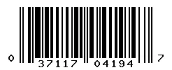 UPC barcode 037117041947