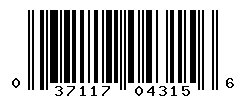 UPC barcode number 037117043156