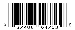 UPC barcode number 037466047539
