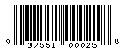 UPC barcode number 037551000258