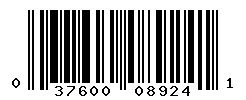 UPC barcode number 037600089241