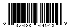 UPC barcode number 037600645409