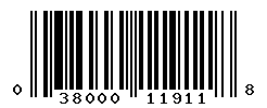 UPC barcode number 038000119118