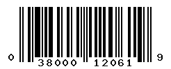 UPC barcode number 038000120619