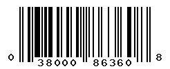 UPC barcode number 038000863608