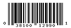 UPC barcode number 038100129901