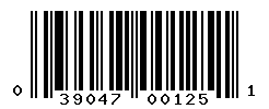 UPC barcode number 039047001251