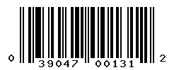 UPC barcode number 039047001312