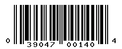 UPC barcode 039047001404