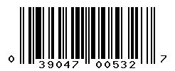 UPC barcode number 039047005327