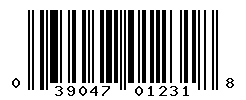 UPC barcode number 039047012318