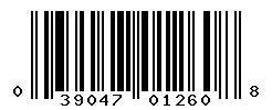 UPC barcode number 039047012608