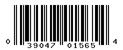 UPC barcode number 039047015654