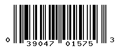 UPC barcode number 039047015753