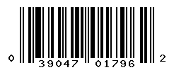 UPC barcode number 039047017962