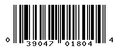 UPC barcode number 039047018044
