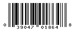 UPC barcode number 039047018648