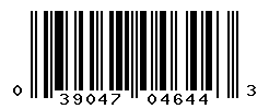 UPC barcode number 039047046443