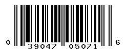 UPC barcode number 039047050716