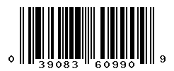 UPC barcode number 039083609909