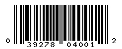 UPC barcode 039278040012