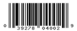 UPC 039278040029 barcode image