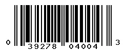 UPC barcode 039278040043
