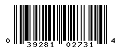 UPC barcode number 039281027314