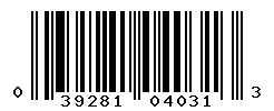 UPC barcode number 039281040313