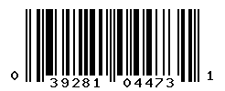 UPC barcode number 039281044731