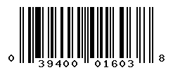 UPC barcode number 039400016038