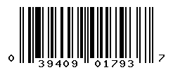 UPC barcode number 039409017937