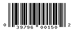 UPC barcode number 039796001502
