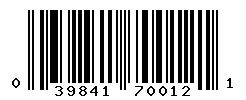 UPC barcode number 039841700121