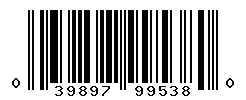 UPC barcode number 039897995380