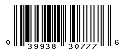 UPC barcode number 039938307776