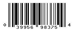 UPC barcode number 039956983754