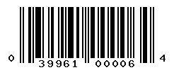 UPC barcode number 039961000064