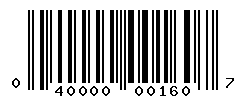UPC barcode number 040000001607