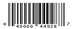 UPC barcode number 040000449287