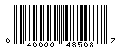 UPC barcode number 040000485087