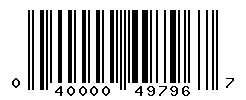 UPC barcode number 040000497967