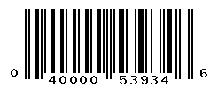 UPC barcode number 040000539346
