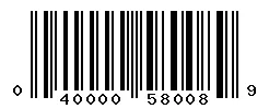 UPC barcode 040000580089